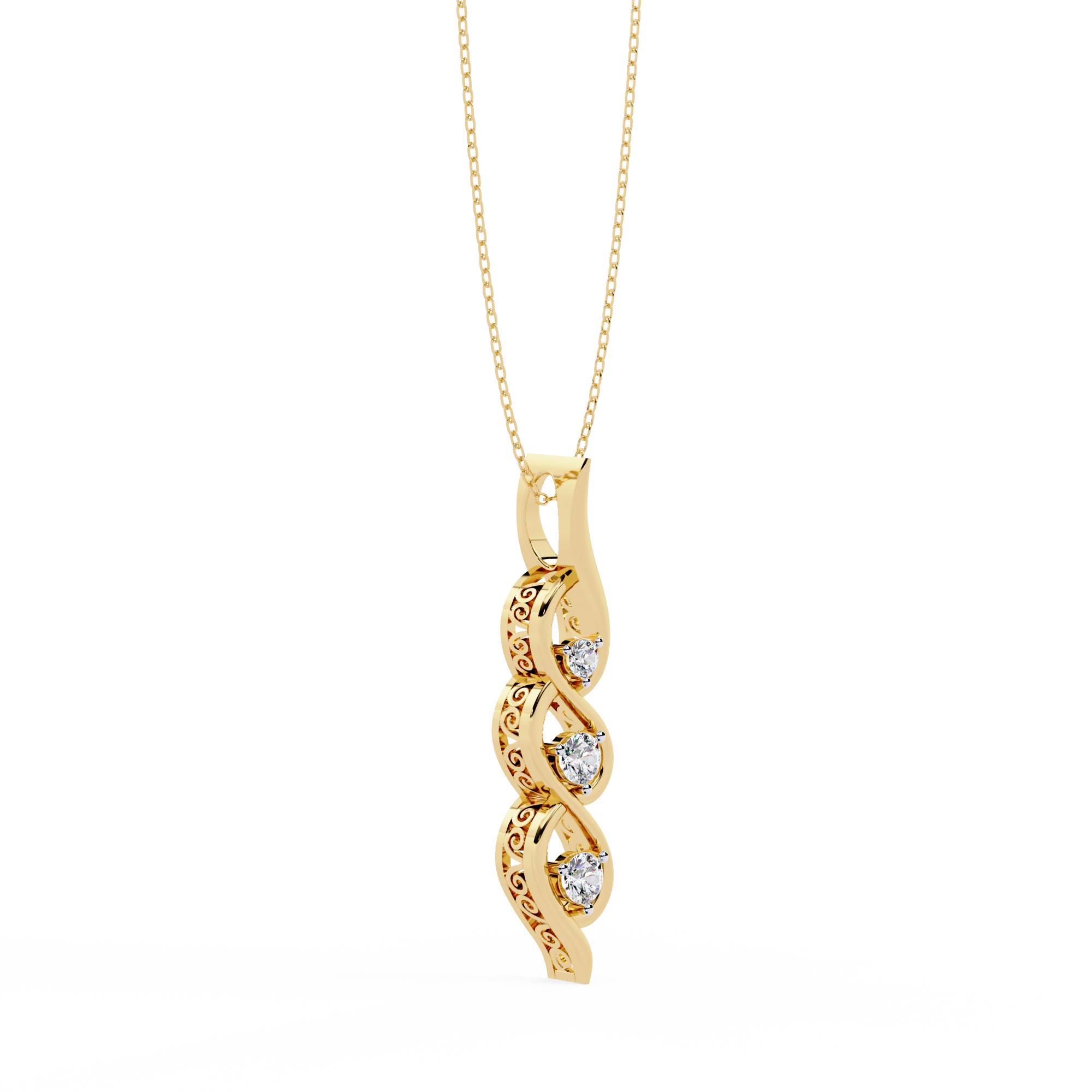 Solitairekart 0.20ct Natural Diamond Trinity Twist Pendant-HI Color, VS-SI Clarity